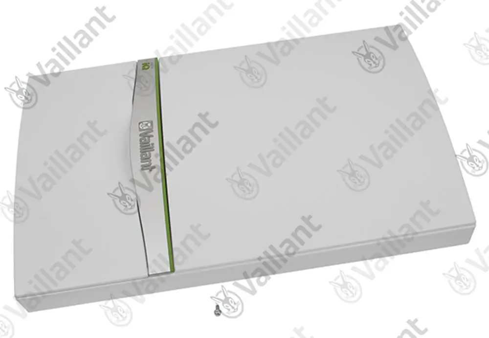 Weißes Gehäuse mit Vaillant-Logo, flache Oberflächenoptik und grüne Linie. Geeignet für Montage in Heizungsanlagen.